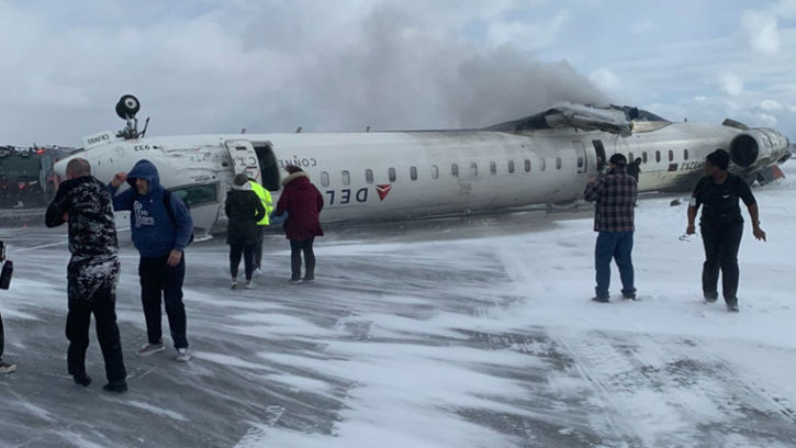 17 Injured as Delta Airlines Plane Lands Upside Down at Toronto Airport