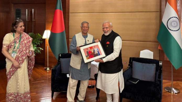 PM Modi Meets Bangladesh’s Interim Leader Muhammad Yunus at BIMSTEC PM Modi Meets Bangladesh’s Interim Leader Muhammad Yunus at BIMSTEC