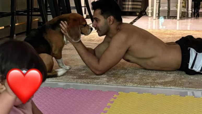 Varun Dhawan’s Heartfelt Post With Daughter and Dog Wins Hearts of Netizens Varun Dhawan’s Heartfelt Post With Daughter and Dog Wins Hearts of Netizens