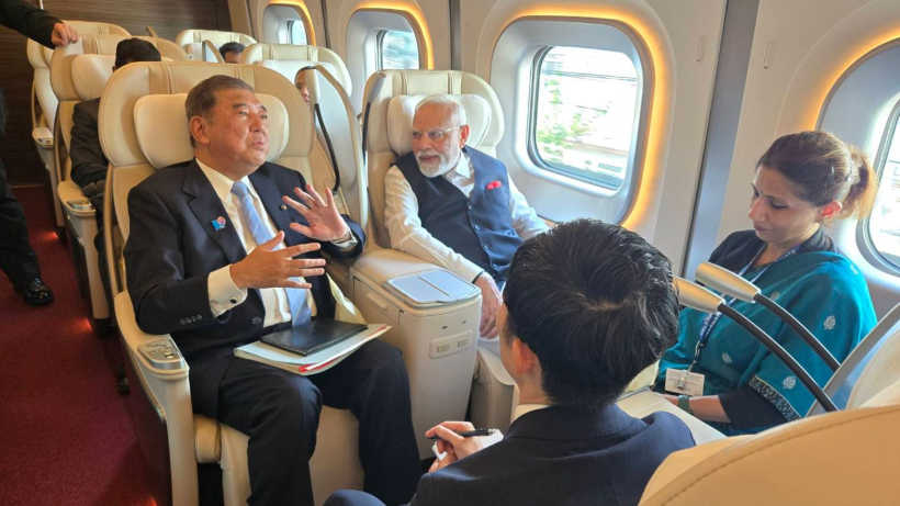 PM Modi Takes Bullet Train Ride with Japanese PM Ishiba to Sendai
