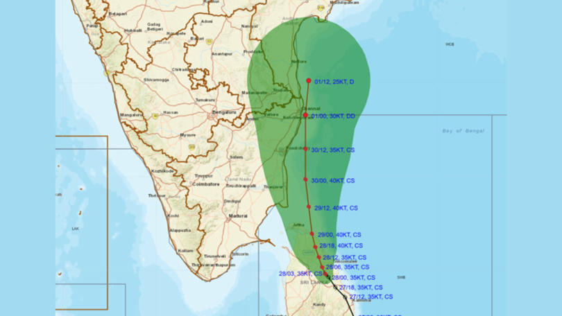 Cyclone Ditwah Heads Toward Tamil Nadu and Andhra, Red Alerts Issued