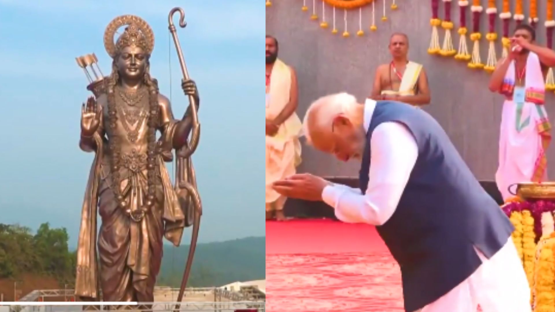 PM Modi Unveils 77-Foot Lord Ram Statue, Opens Ramayana Theme Park PM Modi Unveils 77-Foot Lord Ram Statue, Opens Ramayana Theme Park