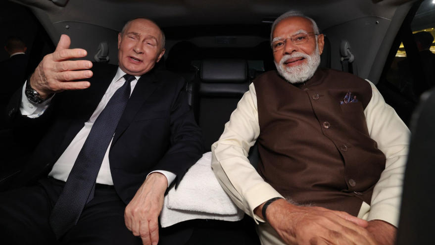 Modi and Putin Share Symbolic Car Ride During Delhi Welcome Modi and Putin Share Symbolic Car Ride During Delhi Welcome