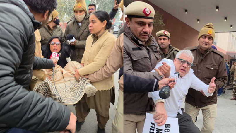 ED Action on I-PAC Sparks Protest by TMC MPs Near Shah’s Office ED Action on I-PAC Sparks Protest by TMC MPs Near Shah’s Office (Image Source: X/@AITCofficial)