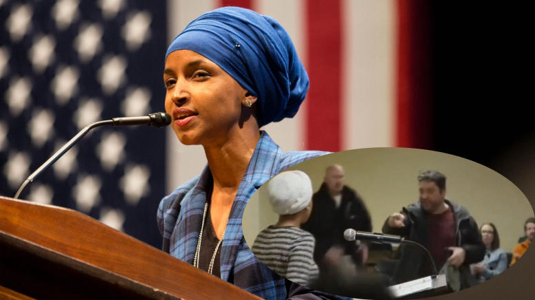 Man Sprays Unknown Substance on Ilhan Omar During Minneapolis Town Hall Meeting Man Sprays Unknown Substance on Ilhan Omar During Minneapolis Town Hall Meeting