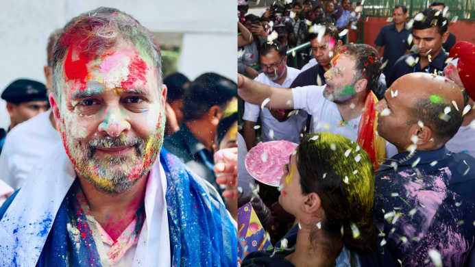 Rahul Gandhi Celebrates Holi with Congress Workers at AICC Headquarters