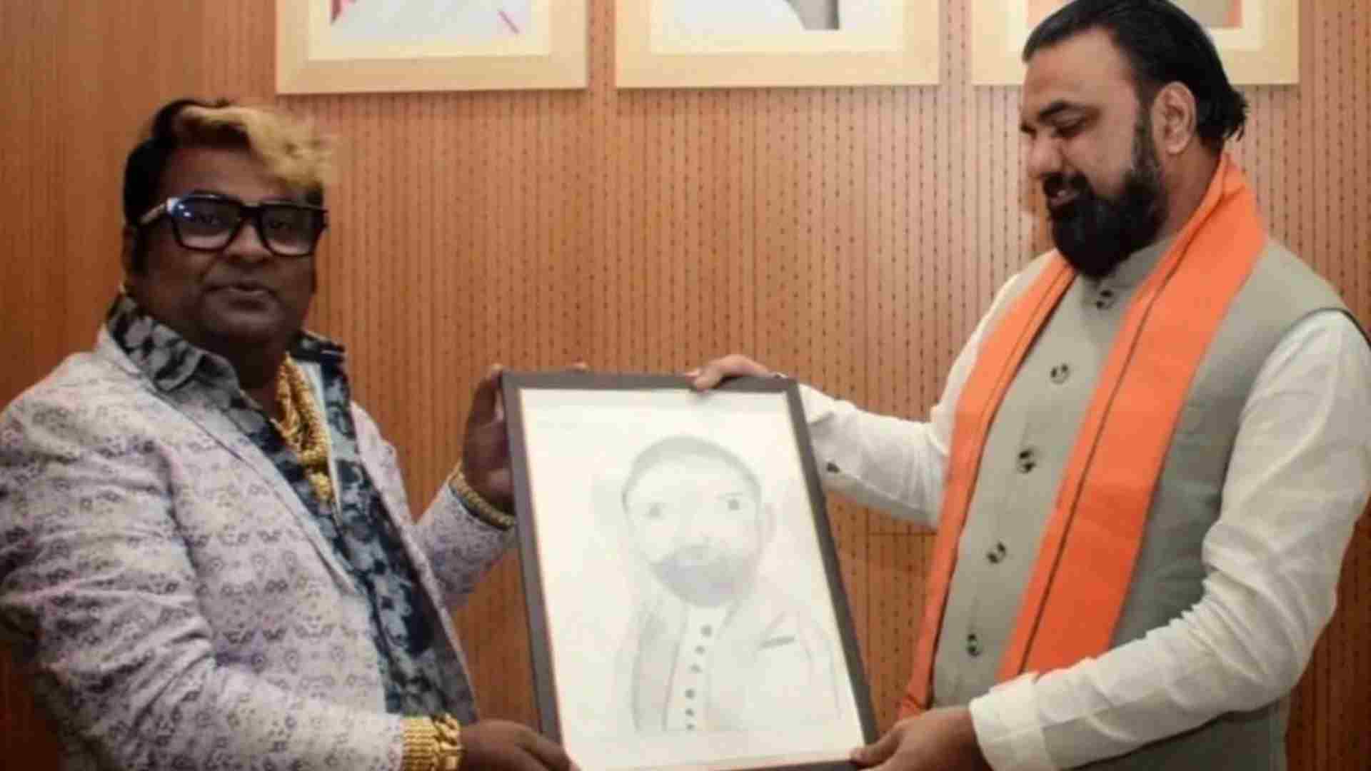 Portrait Gifted To Bihar CM Samrat Choudhary Sparks Meme Fest Online