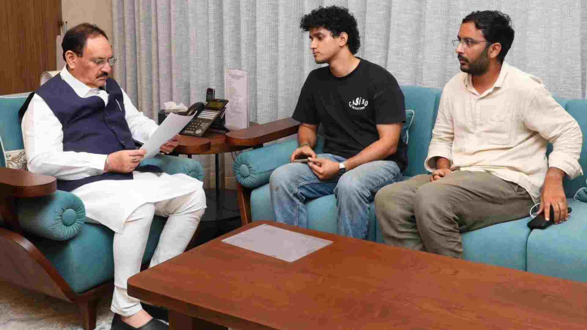 JP Nadda Meets CJP Leaders Amid Massive Delhi Protest Over NEET Row JP Nadda Meets CJP Leaders Amid Massive Delhi Protest Over NEET Row