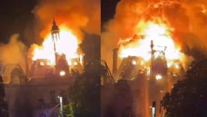 France Protests Historic Limoges Town Hall Collapses in Fire as Unrest Over Rising Costs Spreads